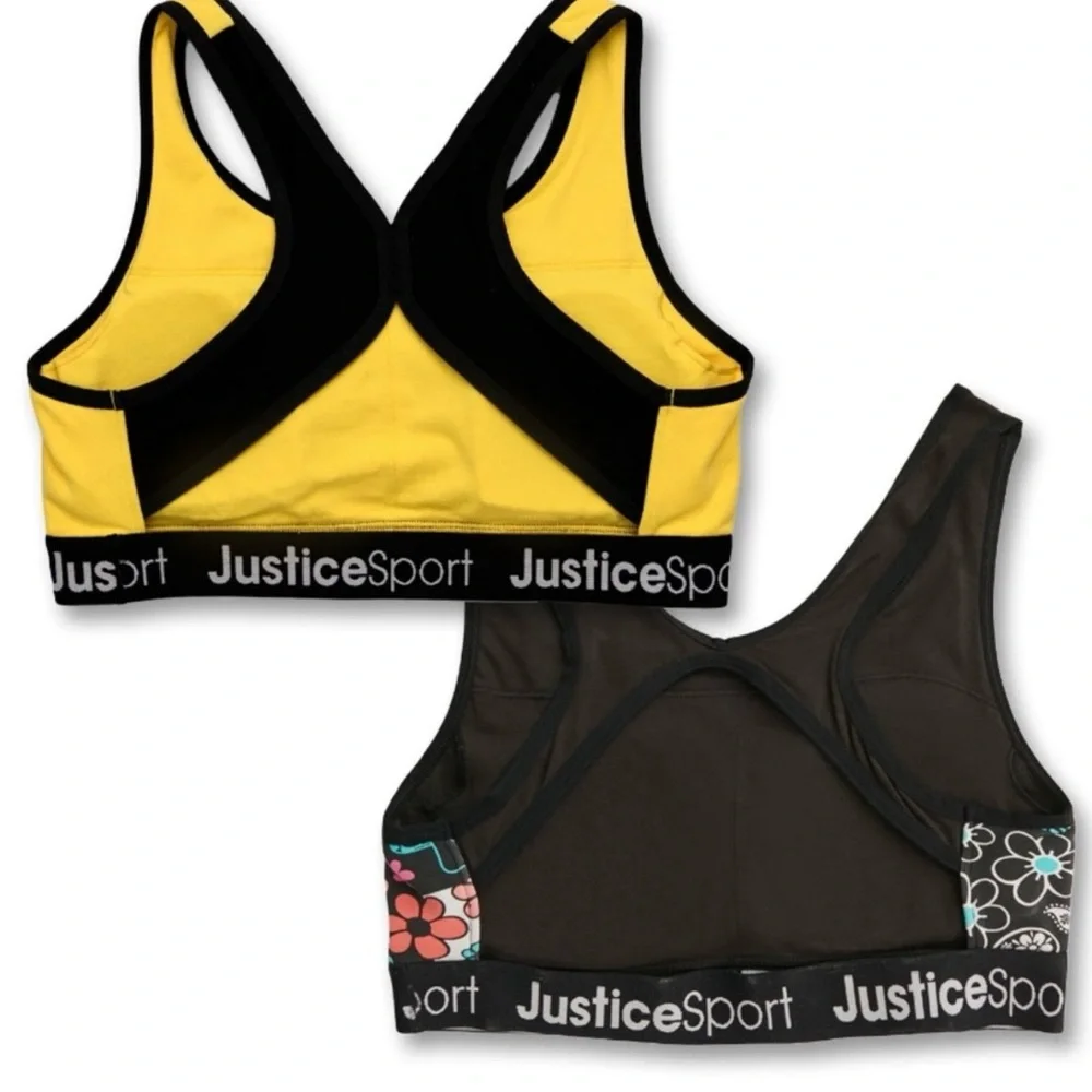 Justice Girls Sport Bras 2 Pack Pullover Racerback & Removible Pads. NWT